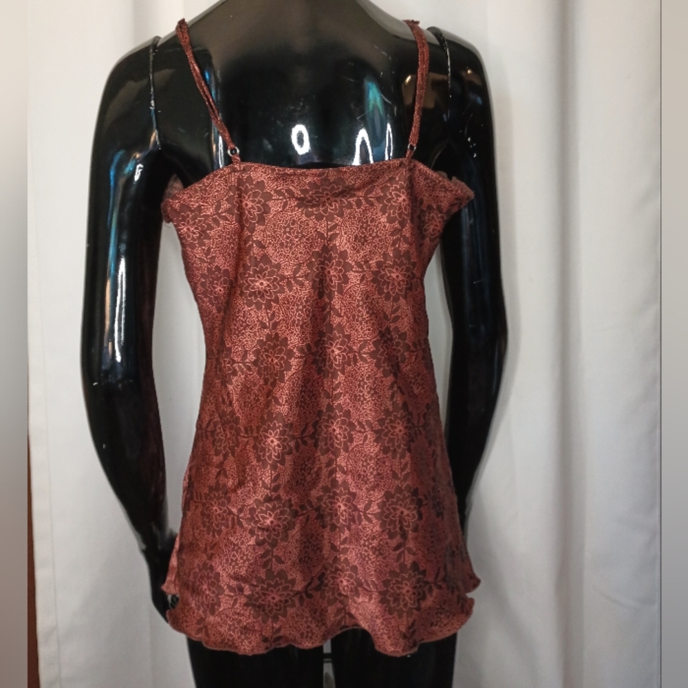 Self Esteem Y2K Fairy Lace Trim Babydoll Tank Top Large Romantic Coquette Maroon - Picture 5 of 10